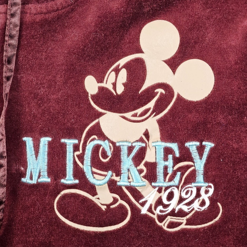 Disney Hoody Womens XL Mickey 1928 Red Full Zip Sweatshirt Red Velour Embroidery - Picture 4 of 11